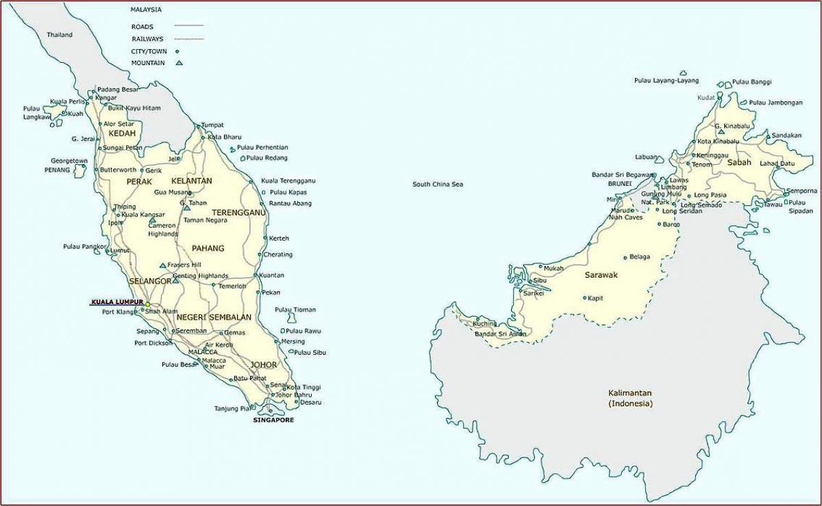 მალაიზიაში ქალაქების რუკა